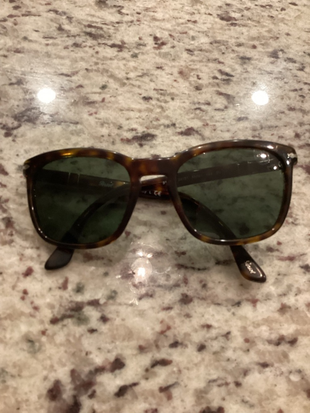 Persol Tortoiseshell Frame Sunglasses with Green Lenses